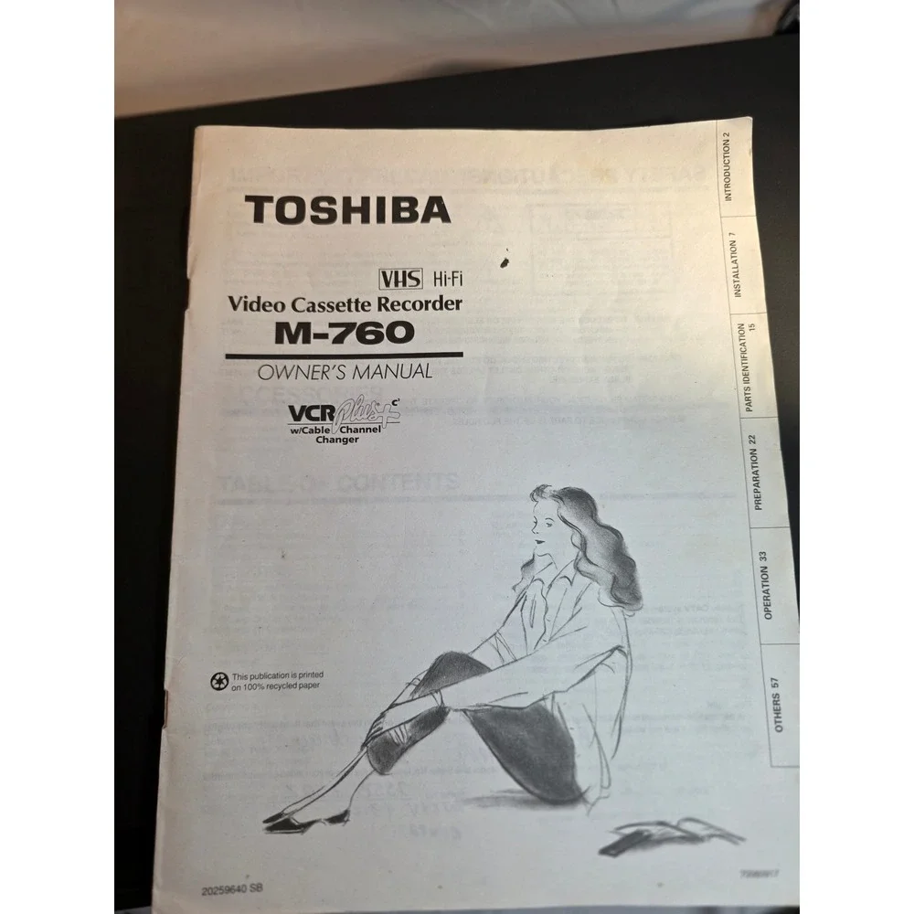 Toshiba M-760 VHS Hi-Fi VCR 6-Head Video Cassette Recorder with Remote & Manual